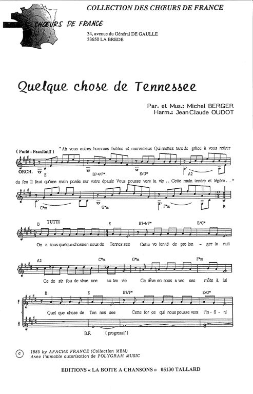 Partition piano quelque chose tennessee
